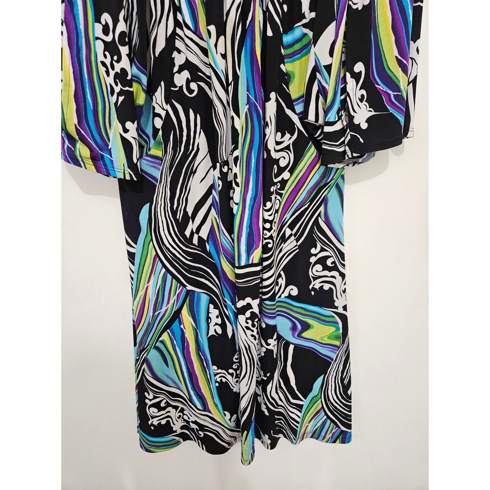 AB Studio Women Psychedelic Swirl Scroll Print Flutter Sleeve Mini Dress XL - Picture 4 of 6